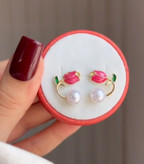گوشواره لاله قرمز استیل